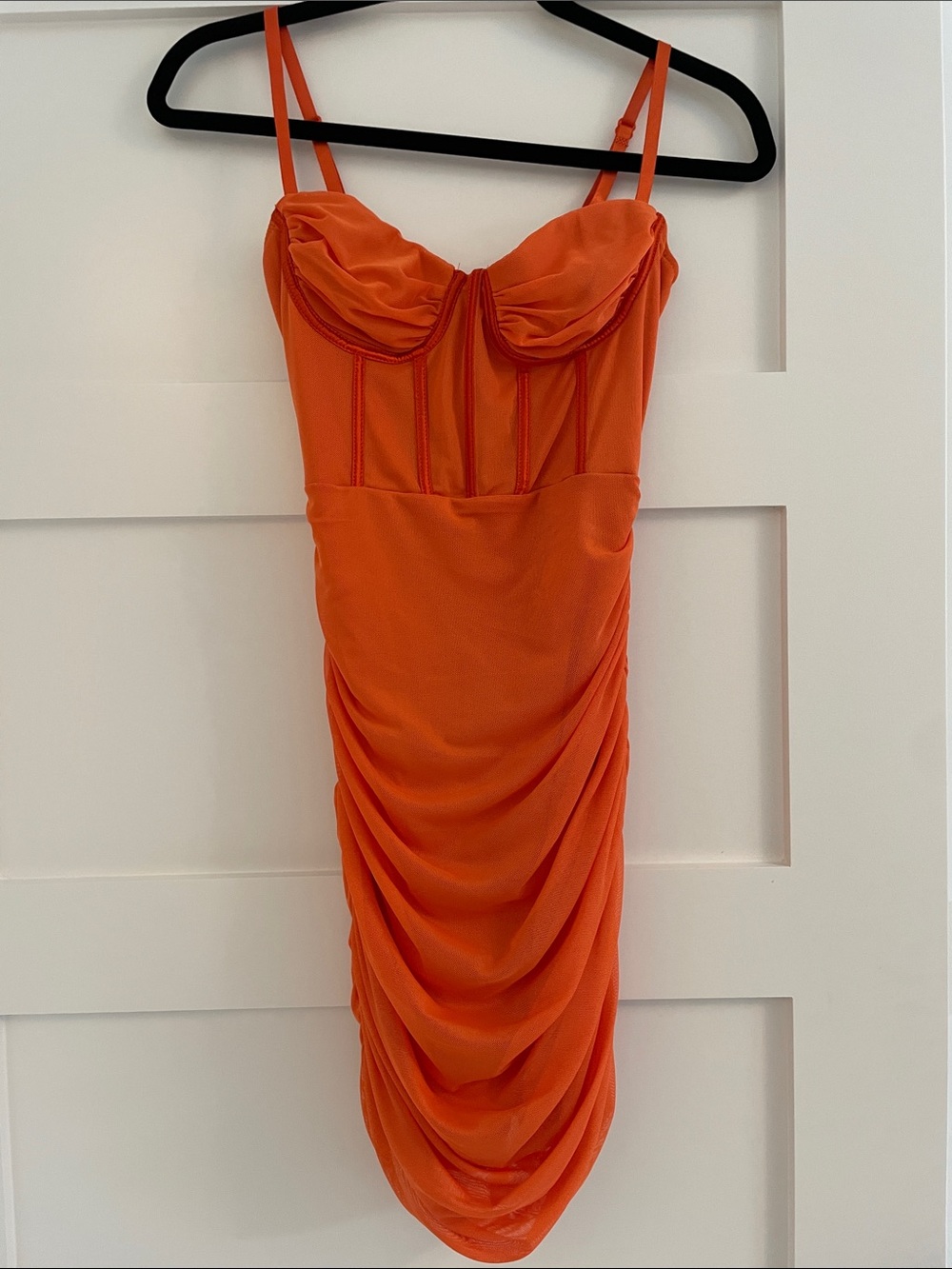 Elegant Orange Ruched Dress